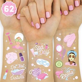 xo, Fetti Tatuajes Temporales Para Fiestas De Spa Para Niñas - 62 Estilos | Suministros De Cumpleaños Para Fiesta De Pijama, Favores De Bolsa De Regalos Para El Cuidado Personal, Decora