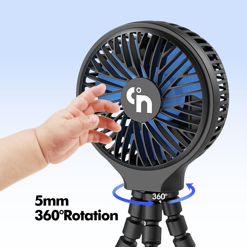 Ddrihlees Portable Stroller Fan, Battery Operated Clip on Fan, 3