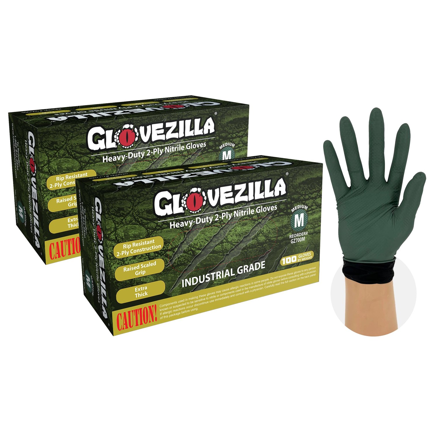 GLOVEZILLA 2-PLY 8.5 MIL Thick Industrial Nitrile Gloves, Disposable ...