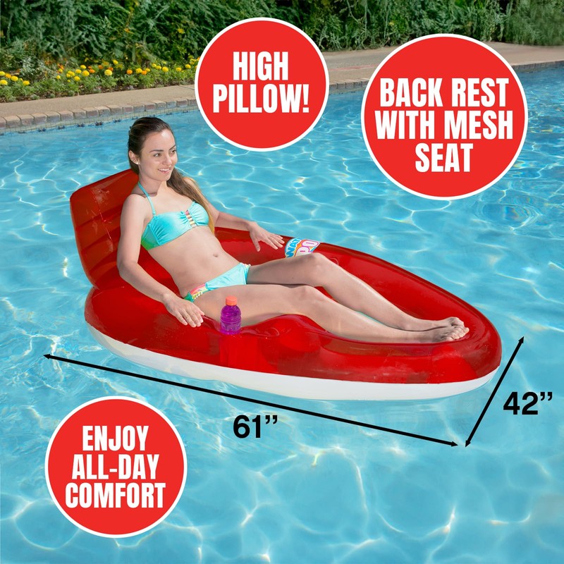 Poolmaster Water Pop Inflatable Deluxe Swimming Pool Float Lounge with