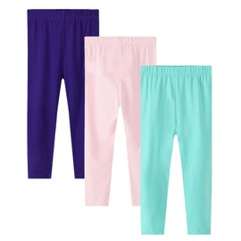 Girls Leggings 3-Pack Set Cotton Casual Solid Stretch Tights Pants Size 6