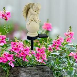 LAIAMER Solar Garden Angel Lights, Waterproof Outdoor Garden Angels Statue Decorations Angels Solar Lights for Cemetery Gravesite Grave Outside Yard Patio Lawn Porch (Sleeping Angel)
