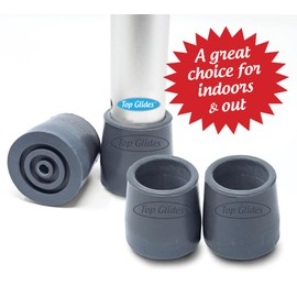 Top Glides Steel-Reinforced Walker Glide Tips (Gray, 1 1/8")