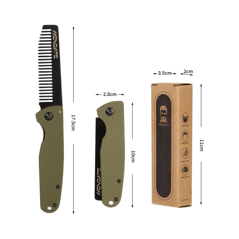 Folding Pocket Beard Comb for Men, G10 Handle, Folding &