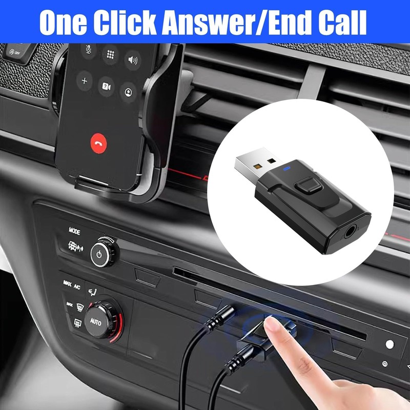 LANAFAY USB Bluetooth 5.0 Adapter with 3.5mm AUX, 4-in-1 Car