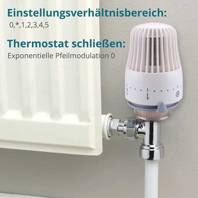 Wengart Thermostatic Radiator Head, M30x1.5, Heating System Temperature Control Head,