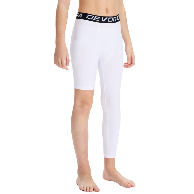 DEVOROPA Youth Boys One Leg Compression Pants for Basketball 3/4