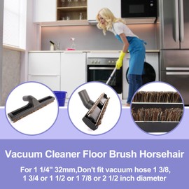 Vacuum Floor Brush,Smooth Floor Brush,Universal Vacuum Cleaner Brush Head,Horse Hair Soft Bristles 1 1/4" inch (1.25'') (32mm) Inner Diameter Fit Most Brand,Rainbow,Hoover, Royal, Eureka,Dirt Devil