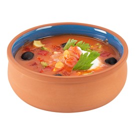 Restaurantware-Terra Tek 17 Ounce Terracotta Cazuelas, 2 Blue Glazed Clay Pots For Cooking - Oven-Ready, Microwavable, Terracotta Serving Pots, Dishwashable, For Cooking And Serving