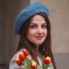 Gllutt Gorro de lana para mujer, estilo francés, color liso,