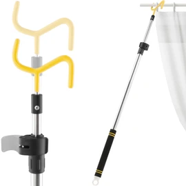 Drapery Pull Rod,36“ to 63” Curtain Pull Telescoping Pole Heavy Duty For Curtains Wand Stainless Steel Tubes Soft Sponge Handle Rod for Curtains Extension Pole Lightweight (Black Yellow)