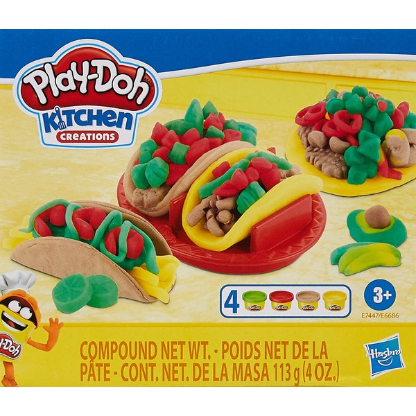 Play-Doh Kitchen Creations Taco Time Play Food Set for Kids 3 Years and Up with 4 Non-Toxic Colors