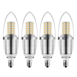 Bogao (4 Pack) LED Candelabra Bulb, 12W Warm White 3000K LED Candle Bulbs, 85-100 Watt Light Bulbs Equivalent, E12 Candelabra Base,1200 Lumens LED Lights,Torpedo Shape