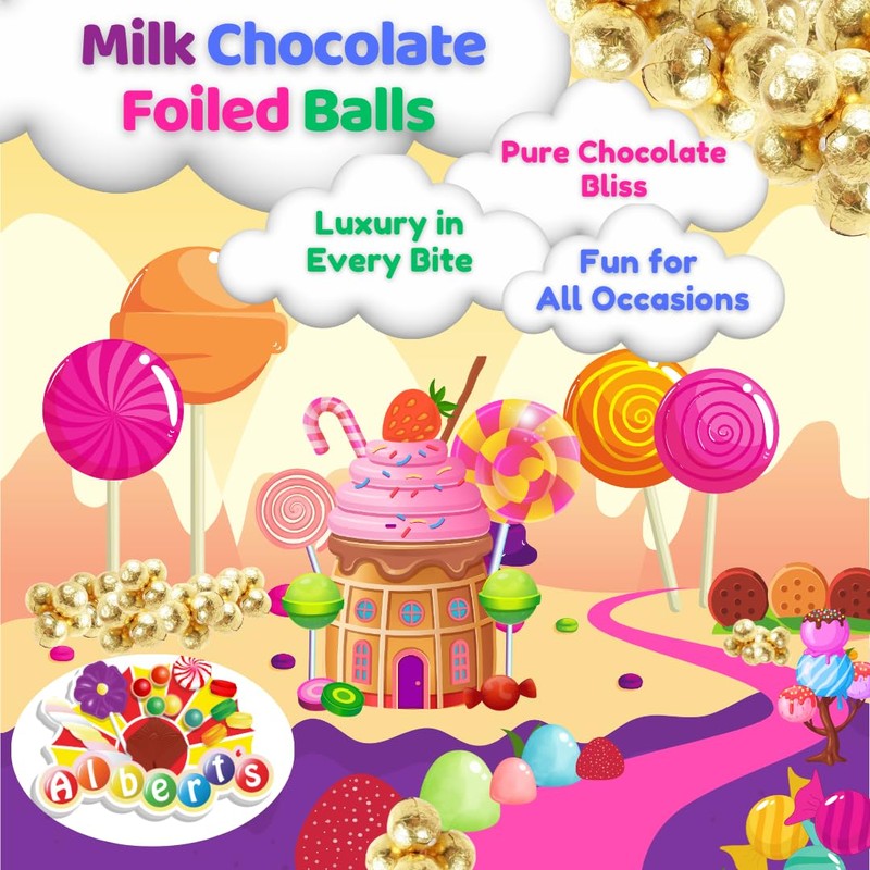 ALBERT'S Candy Milk Chocolate Foiled Balls, 40 oz Bag, Party