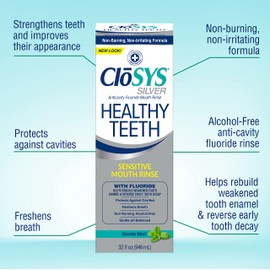 Closys Healthy Teeth Anti-Cavity Oral Rinse Mouthwash with Fluoride, Non-Burning, Non-Irritating – 32 Fl Oz (Twin Pack)