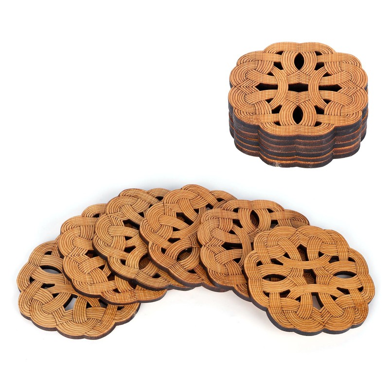 6PCS Bamboo Coaster Teacup Mat AntiScald Heat Insulation Pad Tea