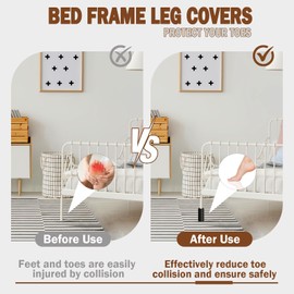 Runspich 4 Pcs Bed Frame Leg Covers and Toe Protectors, Adjustable Snake Wrap Foam Cushion Bumpers, Protector Guards for Bed Feet and Posts, Prevent Toe Injuries from Hard Furniture, Black