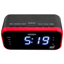 Jensen JEP-150 AM/FM Band Clock Radio with Weather Alert, Multicolor