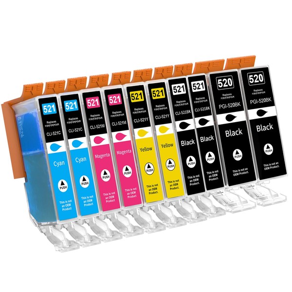 520 521XL Ink Cartridges Compatible with Canon CLI-521 PGI-520, for
