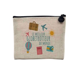 Leinenbeutel - Weltbeste Kollektion Passion Freizeit Sport Kollege Familie - Leinen-Optik Canvas Kulturbeutel Kulturbeutel Münztasche, Globetrottor, 15 x 10 cm, Kulturbeutel, Globetrottor, 15 x 10 cm,