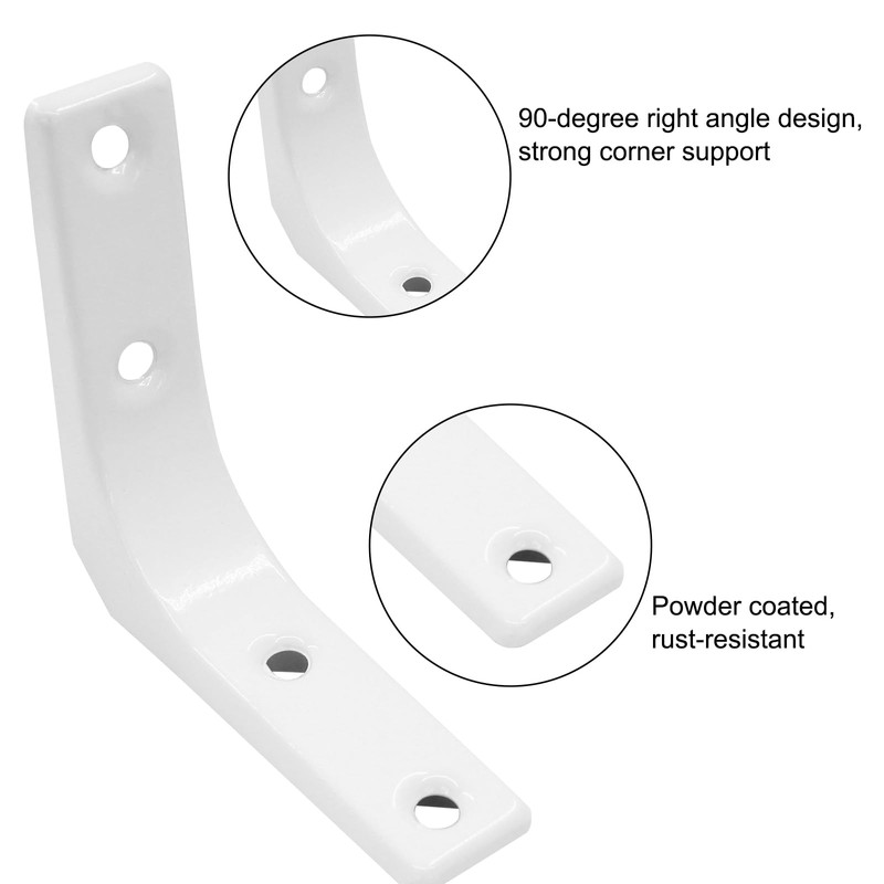 Jiozermi 8 Pcs Heavy Duty White L Brackets, 3 x
