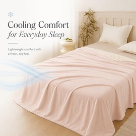 ECOCOTT Cooling Comforter for Hot Sleepers King Size, Q-Max 0.45 Lightweight Breathable Cooling Blanket for Night Sweats, Soft Double-Sided Summer Bedding Comforter, Pink&Gold 108"x90"