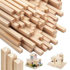 100Pcs Wooden Sticks Balsa Wood Sticks, Square Wooden Sticks for Craft, Natural Wood Strips, Wood Dowels Unfinished Dowling Rods for DIY Crafts Model Making Woodcraft 3 x 3 x 300 mm
