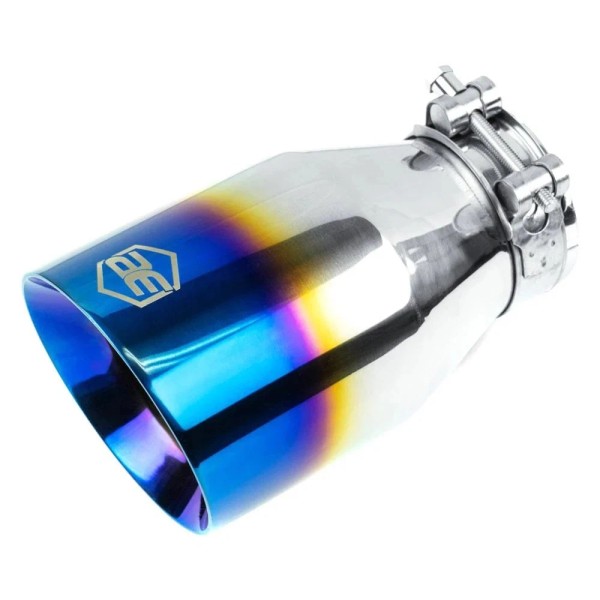 Aftermarket Branded Exhaust Tip 304 SS Round Angle Cut Clamp-On