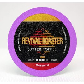 96 Count Butter Toffee - Single-serve Flavored Cups for Keurig K-cup Brewers - Revival Roaster - Premium Roasted Coffee (96 Compatible with 2.0) Flavored K-Cups (Butter Toffee)…