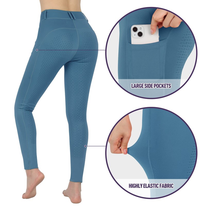 beroy Pantalones de equitación para niñas con bolsillos de silicona