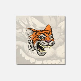 Unbranded Angry Tiger Head Mascot Animal 4'' X 4'' Square Wooden Coaster