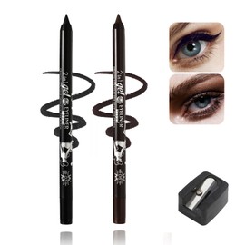 Black and Brown Gel Eyeliner Pencil Set, Waterproof and Smudge-Resistant Long-Lasting Eye Liner Pen, Waterline Eye Liners with Sharpener for Precise Eye Makeup