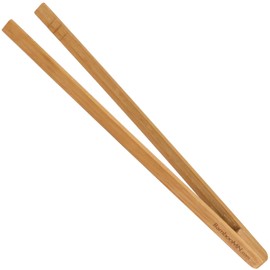 BambooMN - 10" Reusable Bamboo "A" Toast Tongs - Carbonized Brown - 3 Pieces