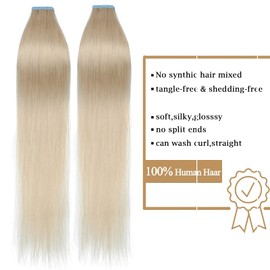 22 inches SEGO Tape in Hair Extensions Human Hair 40 Pieces [#60 Platinum Blonde] Real Remy Hairpieces Invisible Straight Skin Weft Seamless Natural (100g)
