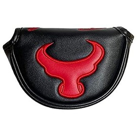 Putter Cover Golf Head Cover for Mallet Small Mallet Odyssey 2 Ball Tailor Made Spider Putter with Magnet BULL Bull (Small, Black)