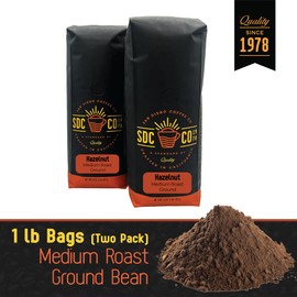 San Diego Coffee Hazelnut, Medium Roast, Ground Coffee, 16-Ounce Bags (Pack of 2) Café molido tostado
