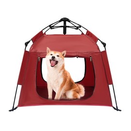ASFANES Outdoor Waterproof Pet Automatic Camping Tent, Pop up Cave Bed for Indoor Cats and Small Dogs, Portable Cat House Dog House, Red.