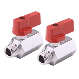 DERNORD Brass Mini Ball Valve NPT Thread, Shut-Off Valve Female&Male (1/4" Female&Male) (Pack of 2)