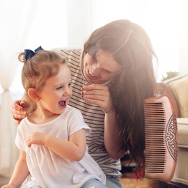 XFLYP Wooden Comb, Natural Peach Wood Massage Comb, Handmade Comb for Hair Care, Prevents Tangle & Static, Styling & Detangling Tool for Straight, Curly, Wavy, Thick Hair