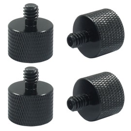 Waziaqoc 4 Pcs Mic Stand Adapter, 5/8 Female to 1/4 Male Thread Camera Tripod Adapter for Microphone Mounts and Stands (Black)