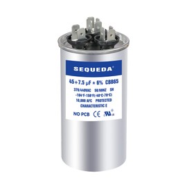 SEQUEDA 45+7.5 uF ±6% 370V/440V CBB65 CBB65A Dual Run Start AC Capacitor 45+7.5 MFD for Fan Motor Start or Heat Pump, Pool Pump and Condenser Straight Cool