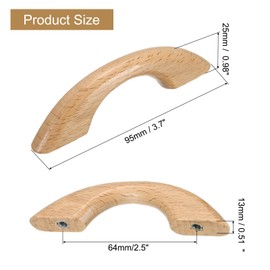 QUARKZMAN 6 Stück Holz Schubladenknöpfe Griffe, 64mm/2,5" Lochabstand Brückenförmige Buchenholz Schrank Schubladenknöpfe Griffe für Küchenschränke Möbel (Holz, 95mm Länge)
