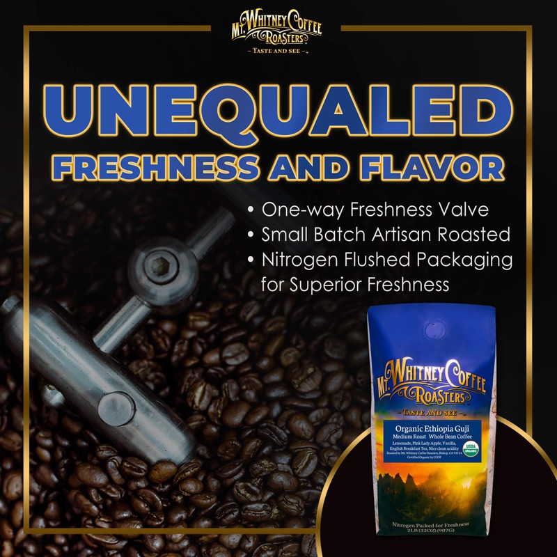 Mt. Whitney Organic Ethiopia Guji Coffee (Whole Bean, 2 Lb)