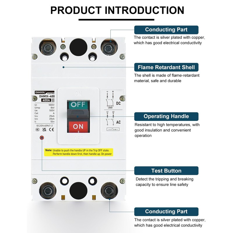 DIHOOL Heavy Duty Battery Disconnect Switch, 400 Amp DC Circuit