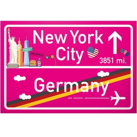 DankeDir! New York City Sign Pink Gift for Her - America Travel Cute Decoration NYC Fans Wall Decoration Door Sign Girls Home Gift Idea Birthday Gift Best Friend Party Decoration