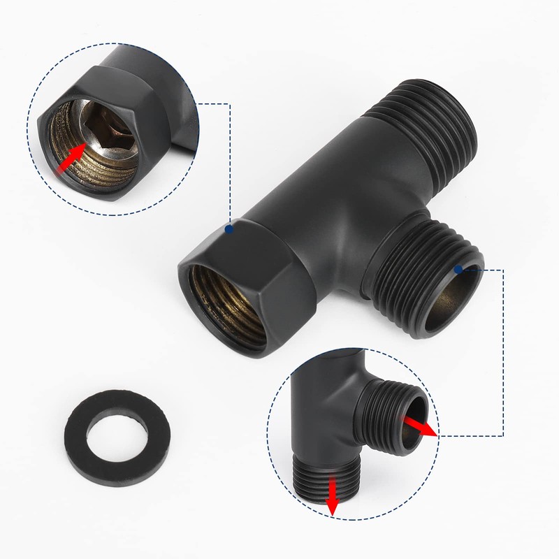NearMoon Solid Brass G1/2" 3 Way Diverter Valve - Hose