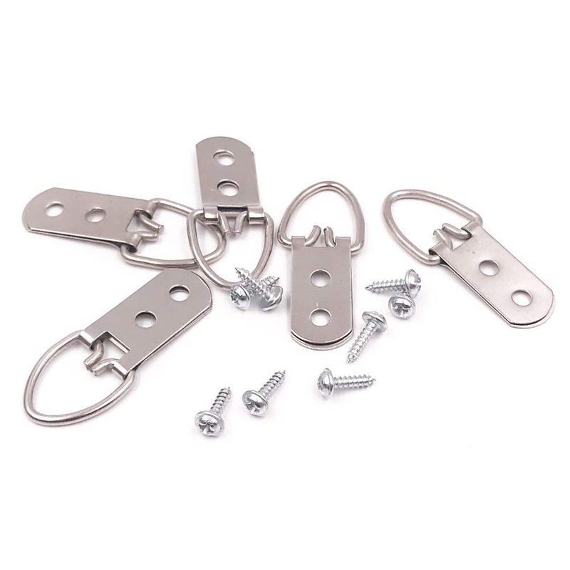 Comdox D Ring Picture Hangers with Screws - 50 Pack