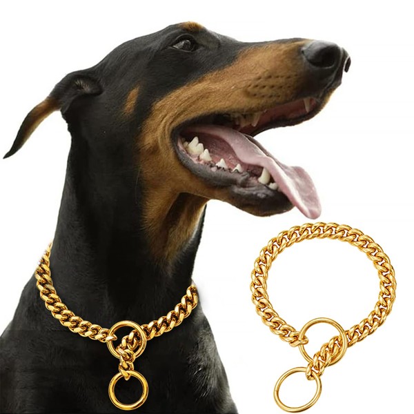 18K Gold Chain Dog Collar,Dog P Chains,10mm Wide Solid Cuban