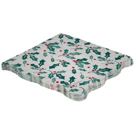 Meri Meri - Servilletas grandes con patrón de acebo (paquete de 16)