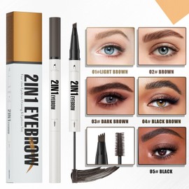Eyebrow Pencil with Eyebrow Gel,2-In-1 Eyebro/w Pen and Brow Brush,Light Brown Eyeb/row Pencil,Waterproof Eyeb/row Pe/ncil,Eyebr/ow Filler,Long Lasting Brow Pe/n,Eyebr/ow P/en for Beginners
